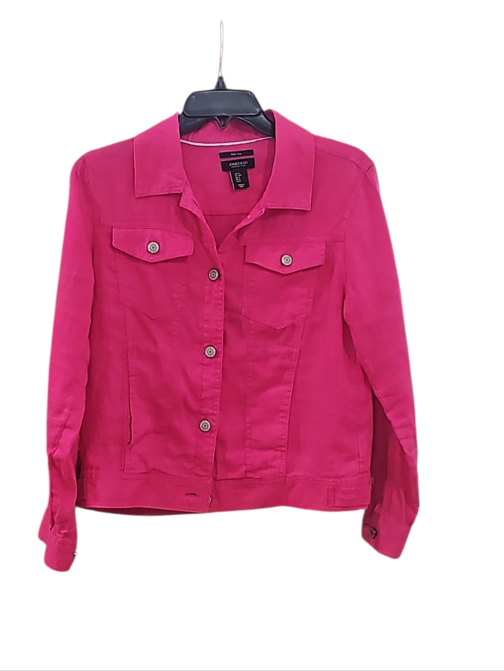 Jones New York Linen Hot Pink Jacket Sz S EUC - Picture 3 of 9